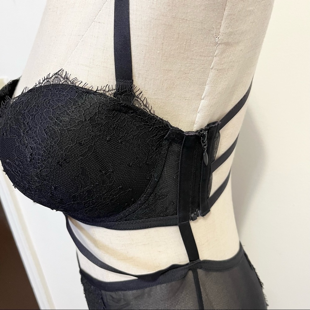 Victorias Secret Beautiful Solid Black Lace Lingerie One Piece Cup Size 36C - Picture 8 of 10